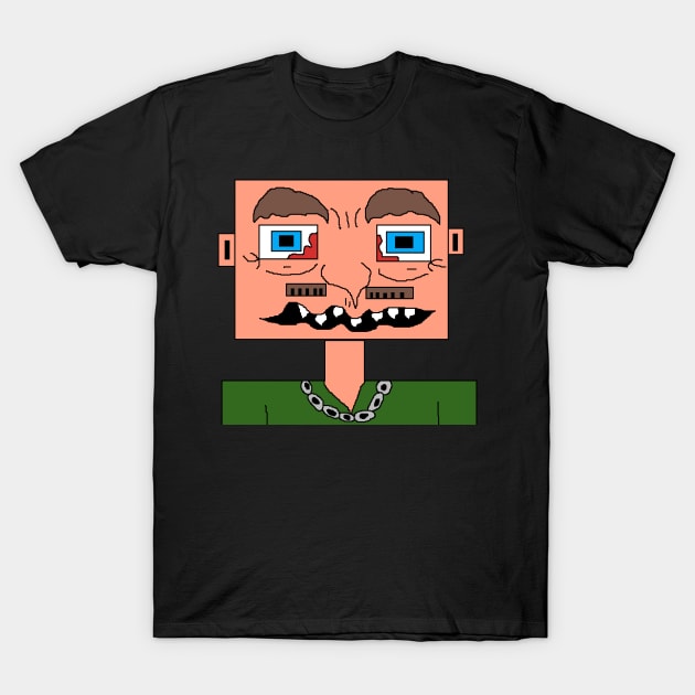 pixel art square head man portrait T-Shirt by Catbrat